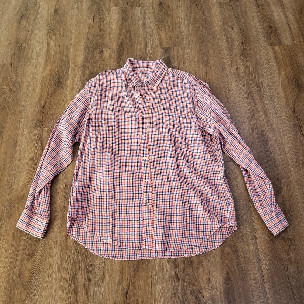J.McLaughlin 100% Linen Button Down Shirt Size XL Vacation Resort